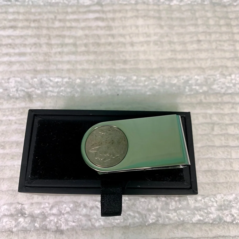 Men's Silver Money Clip with Buffalo Indian Head Nickel NWT